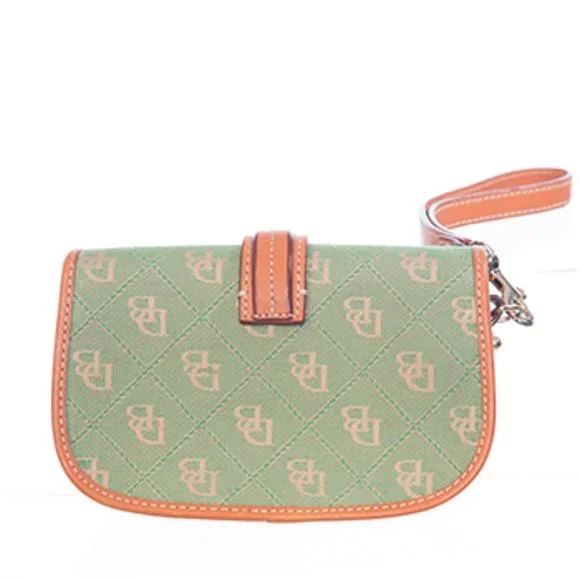 Dooney Bourke Leather and Cloth Monogram Wristlet Mini Bag - Picture 2 of 8